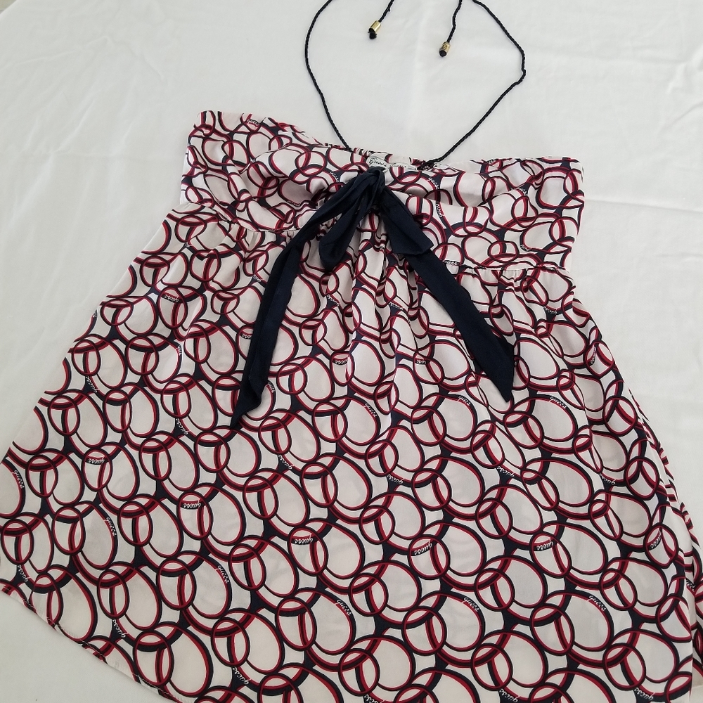 Silk red, white and blue tube top.